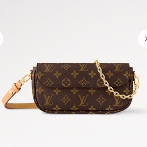 Louis Vuitton Monogram Canvas Mini Shoulder Bag in Brown & Gold -wallet on chain